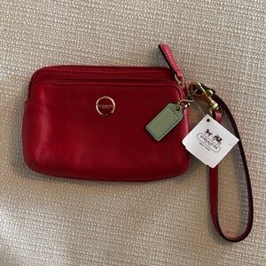 Coach Cherry Red Leather Wristlet